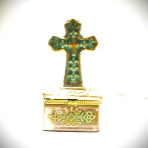 Irish Celtic Cross porcelain trinket box, great gift idea